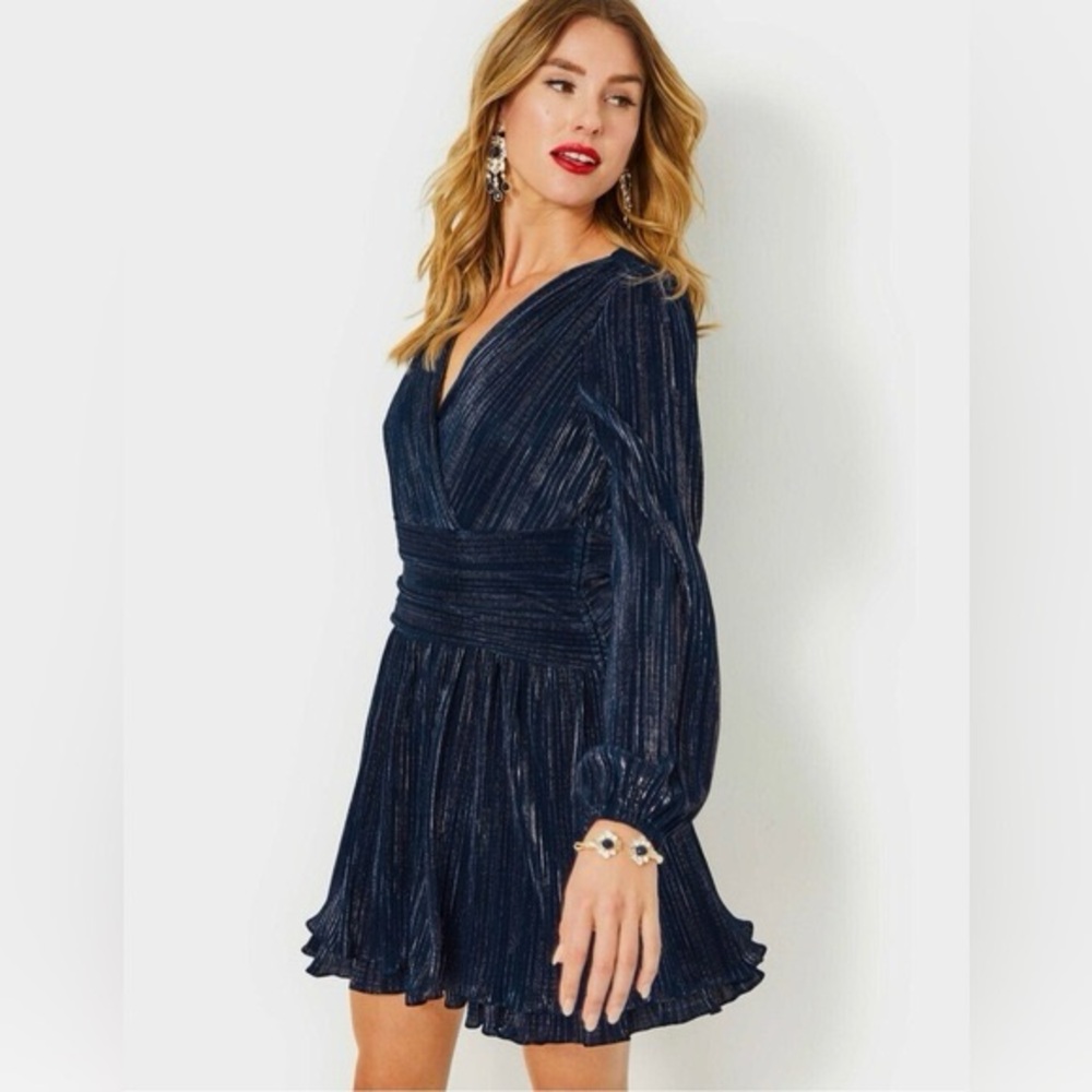 NWT Lilly Pulitzer Jessamie Long Sleeve Dress Size 8 Low Tide Navy